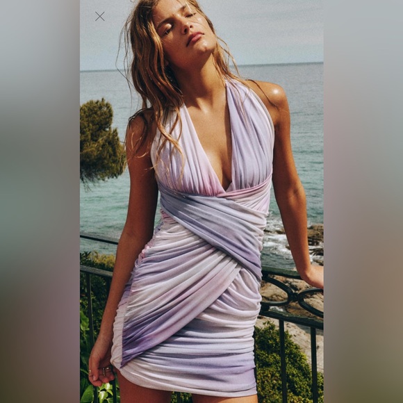 Zara - draped printed tulle dress, pastel, size M NWT - Picture 3 of 3